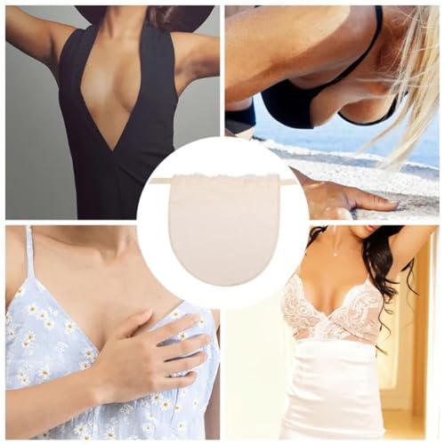 Image of Cotton Clip On Camisole for Women Mock Lace Cleavage Cover Deep Neck Cover Up Inner Cami Secret Slip Insert for Tops Dresses Saree Blouses Breathable Free Size Set of 3