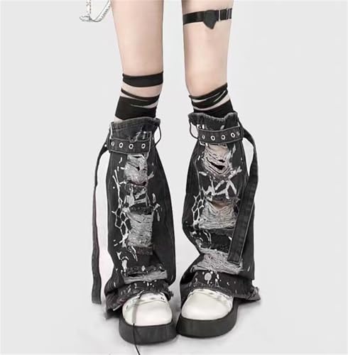 Image of HeiBai Xiong Punk Leg Warmers Women Hippie Gothic Y2k Harajuku Goth