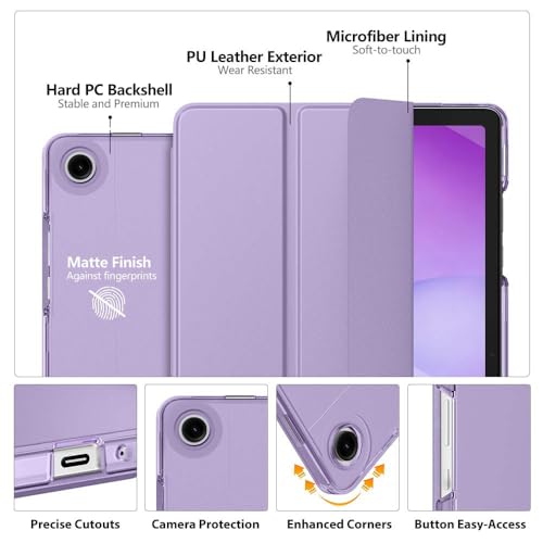Image of MoKo for Samsung Galaxy Tab A11 Plus / A11+ Case 11 Inch 2026, Galaxy Tab A9 Plus / A9+ Case 11 Inch 2024, Slim Stand Hard PC Translucent Back Shell Smart Cover, Auto Wake /Sleep, Lilac