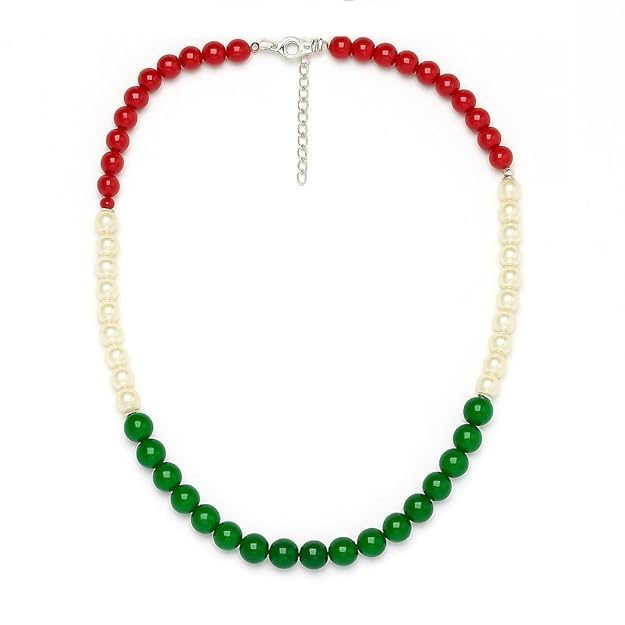 Traditional Tricolour Green/White/Orange Single Strand 1 Layered Glass Beads Necklace Set for Women and Girls Fashion Jewellery Fancy Ethnic Jewellery (Same as shown in image)-image-38