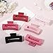 Sisiaipu 4 Inch Big Hair Claw Clips 6 Pcs Large Claw for Thick Hair Square Hair Clips for Women Rectangle Hair Clips Nonslip Acrylic Banana Jaw Clips Hair Accessories for Girls (Pink)