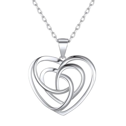 ChicSilver Silver Necklaces Women Sterling Silver Celtic Heart Knot Pendant Jewellery Lucky Irish Gifts for Mum Daughter