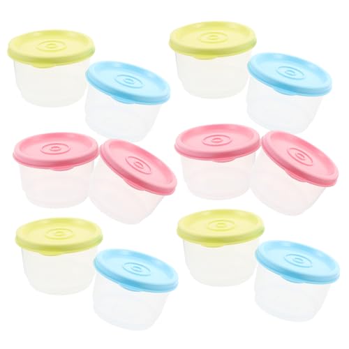 YARNOW 12個 密閉フタ付きプラスチック保存容器 小型食品保存ボックス 冷蔵庫用耐漏れ密封スナック収納ケース ベビーフード補助食対応