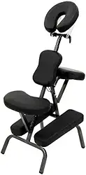 Cadeira Portátil para Quick Massage | Dobrável, Leve e Ajustável | Ideal para Massoterapeutas, Fisioterapia e Estética | Estrutura em Alumínio, Estofado em Couro Sintético
