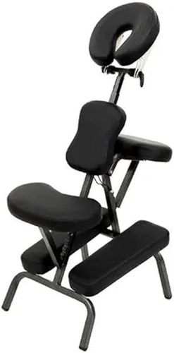Cadeira Portátil para Quick Massage | Dobrável, Leve e Ajustável | Ideal para Massoterapeutas, Fisioterapia e Estética | Estrutura em Alumínio, Estofado em Couro Sintético