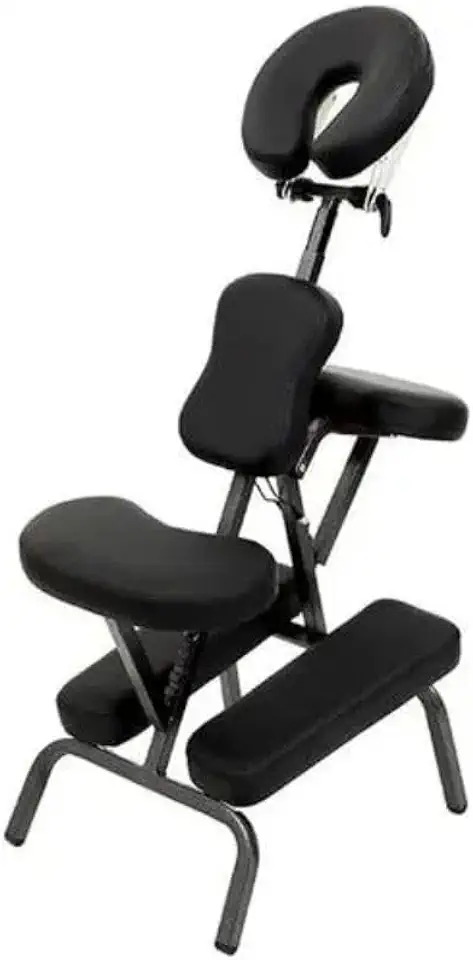 Cadeira Portátil para Quick Massage | Dobrável, Leve e Ajustável | Ideal para Massoterapeutas, Fisioterapia e Estética | Estrutura em Alumínio, Estofado em Couro Sintético