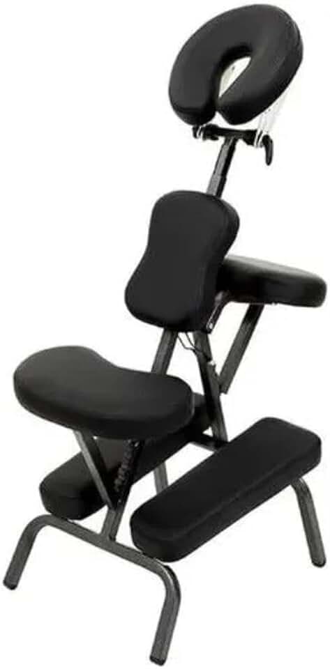 Cadeira Portátil para Quick Massage | Dobrável, Leve e Ajustável | Ideal para Massoterapeutas, Fisioterapia e Estética | Estrutura em Alumínio, Estofado em Couro Sintético