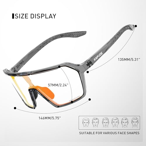 KAPVOE Photochromic Cycling Glasses Men Women Clear MTB Sports Sunglasses TR90 Biking Goggles Transition Bicycle Glasses Triathlon Running UV Protection Red — view 5