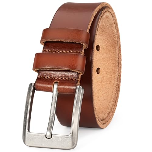 Men's Leather Belt for Casual Jeans and Workwear 1.5 Inch Gift Box Packaging
