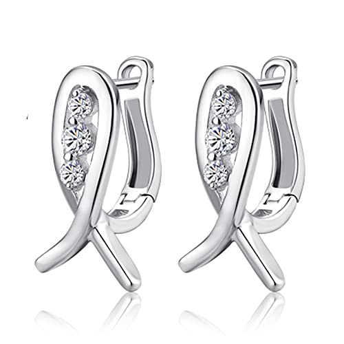 Huggie Strass boucles d'oreilles cristal étoile et nœud argent 925