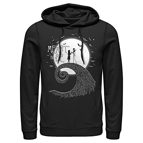 Disney Men's The Nightmare Before Christmas Halloween Jack Skellington Sally Meant to Be Pull Over Hoodie, Black, XL