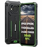 Blackview BV6200 Plus Outdoor Handy, 24GB+128GB, 11000mAh Akku, 3W 98dB Ultra-lauter Lautsprecher, 16MP+13MP, 6,56'' HD+, Android 15 DUAL SIM IP68 Wasserdicht Smartphone Ohne Vertrag, NFC Grün