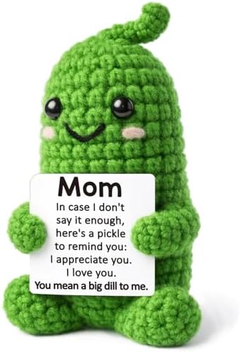Jettryran Mothers Day Birthday Gifts for Mom from Daughter Son Handmade Positive Crochet Pickle “Big Dill”Gift for Mother in Law Stepmom Bonus First for New Mom I Love You Mama Small Decor — view 7