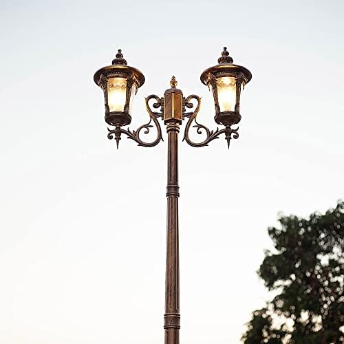 TQXDD Vintage Courtyard Street Light Open Air High Pole Double Head with Pole Street Light with Seed Glass Ground Standard Lamp Company Family Villa Park Square Post Pillar Lantern Light Pathway