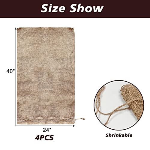 4 Pack 24” × 40” Burlap Winter Plant Cover Bags - Plant Covers Frost Protector With Drawstring Plant Covers Freeze Protection Frost Blankets Shrub Jacket，Freeze Blanket For Outdoor Plants Fruit Tree #TOP2