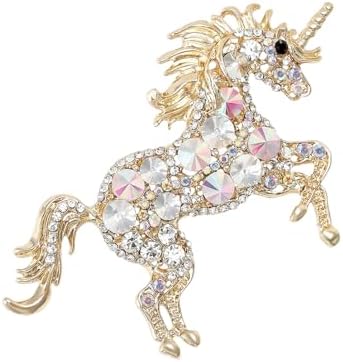 Sparkling Crystal Unicorn Horse Brooch For Women Men Statement Vi...