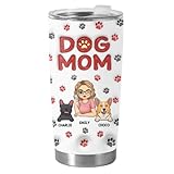 DOPTIKA Personalized 2D Dog Mom Tumblers With Names, Birthday Gift for Pet Lover, Dog Mom Gifts For Women, Best Mom Ever Gifts, Mom Coffee Tumbler (2)