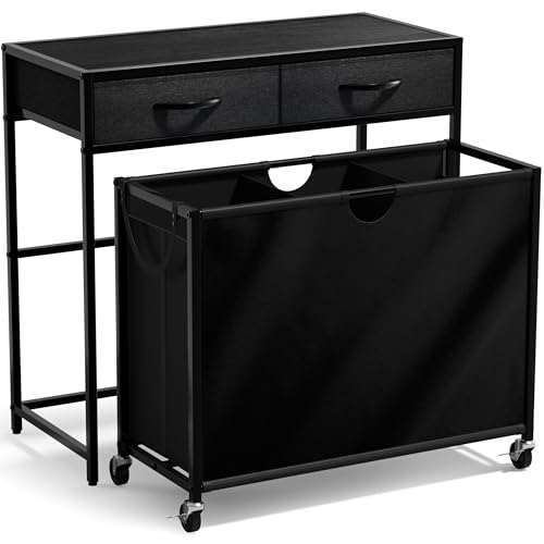 Sorbus Laundry Sorter 3 Section with Shelf, 2 Drawers & Wheels (Black) - image 7