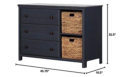 South Shore Cotton Candy 3-Drawer Dresser With Baskets-Blueberry #TOP1