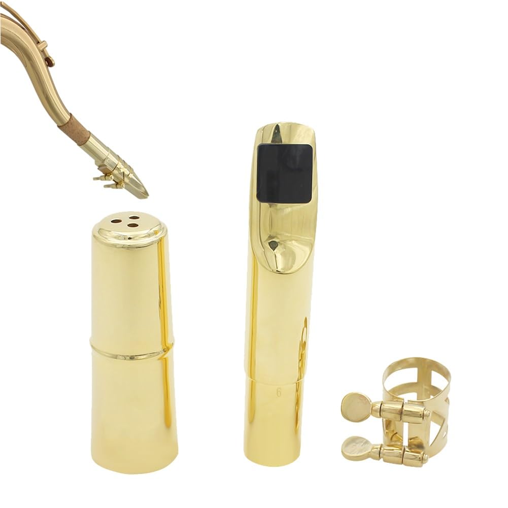 Boquilla de Metal para saxofón Tenor Alto Profesional, lacada en Oro, para Profesionales y Principiantes del saxofón, tamaño 5/6/7/8(7)