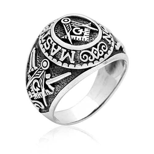 Bague Maître Maçonnique pour Homme, Bague Boussole Maçonnique Franc-Maçon, Anneaux maçonniques...