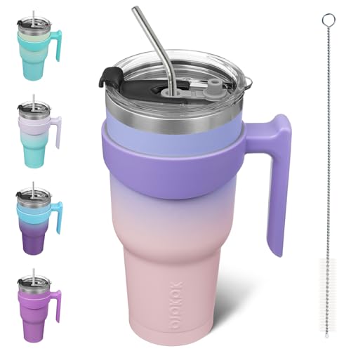 Image of BJPKPK 40 oz Tumbler with Handle & Straw, Insulated Stainless Steel Mug
