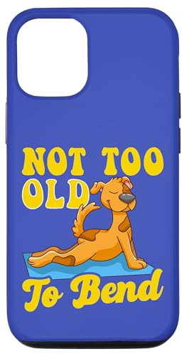ヨガマットで面白いヨガ犬を曲げるには古すぎないかわいい犬 スマホケース iPhone 12/12 Pro 用