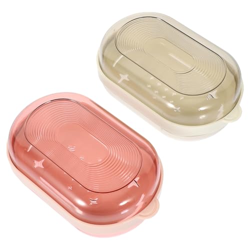 Beaupretty 2個 創意体式排水ソープケース 透明肥p收?盒 ピンク グレー 通気性 で鹸を清潔に保 浴室 キッチン兼用デザイン