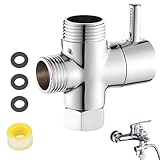 3 Wege Umschaltventil 1/2 Zoll 3 Wege Umschaltventil Dusche mit Dichtung Duschumstellventil 3-Wege T-Adapter Umschaltventil Dusche Massives Messing Chrom für Waschbecken,Duschspray,Toilettend