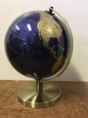 Lesser & Pavey LP44777 Vintage Rotating Gold and Blue World Globe with Metal Stand for Your Desk/Office, 27cm