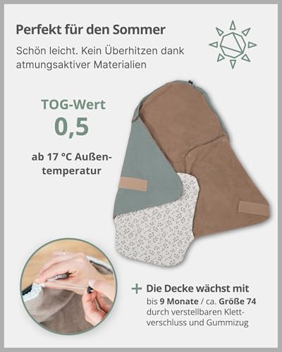 6. Bild von ULLENBOOM Einschlagdecke Babyschale, Ideal für Herbst und Winter, 100% OEKO-TEX Materialien, Floral Sand (Made in EU) - Babydecke für Kindersitz oder Kinderwagen, kuschelige Decke für Babys Ganzjahr