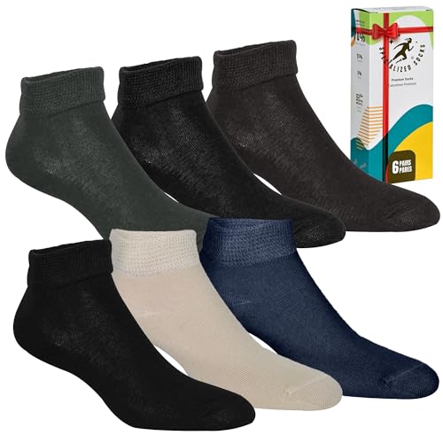 Productos Para La Diabetes, Specialized Socks Calcetines mujer cortos, aptos para diabéticos, Ideales para tenis mujer ejercicio, Algodón Premium, Delgados, ropa interior mujer, 6...