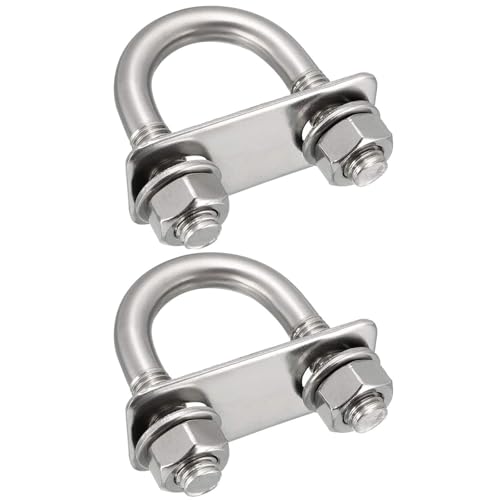 Image of TA-VIGOR 2 Sets M10 Round U Bolts, 27mm Inner Width 58mm Length 304 Stainless Steel U Bolts with Nut, Plate, Washer for Attaching Pipe, Conduit, Cable, Tube, Brackets, Boat and Trailer