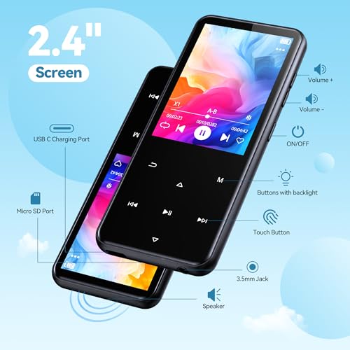 image for AGPTEK 64GB MP3 Player with Bluetooth, M3 2.4 inch Music Player with S