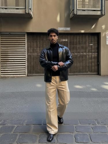 Image of Faux Leather Oversized Coach Jacket for Men | Premium Streetwear Outerwear for Winter, Travel, Parties | Classic Stylish Design