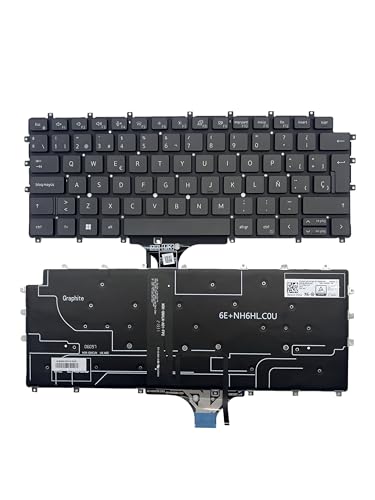 Teclado de diseño España para DELL Latitude 9510 9520 2 in 1 con acabado premium negro 0KFJ4F
