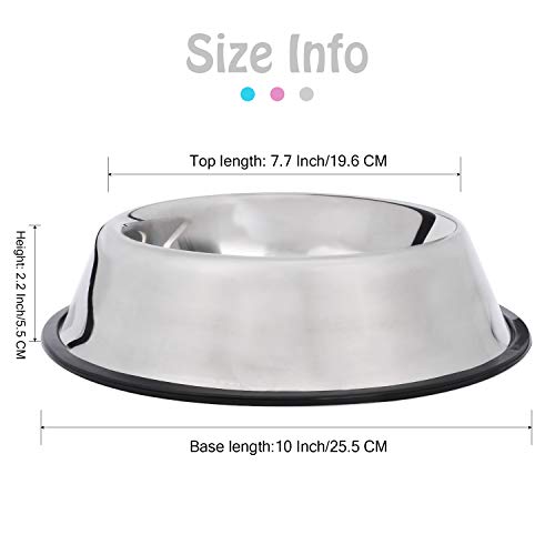 Whippy Stainless Steel Dog Bowls For Small,Medium And Large Pets Set Of 2 (Large,10Oz,Silver) #TOP5