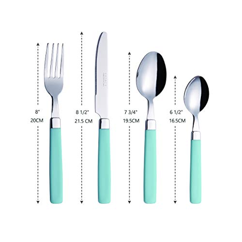 Annova 24 Pieces Stainless Steel Flatware/Cutlery Set - Color Handles - 6 X Dinner Forks, 6 X Dinner Knives, 6 X Dinner Spoons, 6 X Dessert Spoons - Service For 6 (Turquoise, 24 Pieces) #TOP7