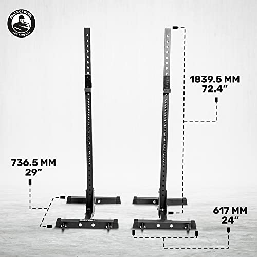 Image of Bells of Steel Adjustable Bench Press Rack and Squat Rack for Home Gym and Commercial - Premium Triple Padded J-Cups for Power and Olympic Bar - 12 Gauge Steel Squat Stand, 600 lb Capacity