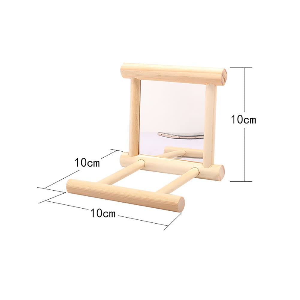 2 Pcs Wooden Bird Mirrors Family Bird Parakeet Mirror Bird Swing Parrot Cage Toys Parrot Interactive Play Toys Birdcage Fun Platform Stand Toys with Perch 4
