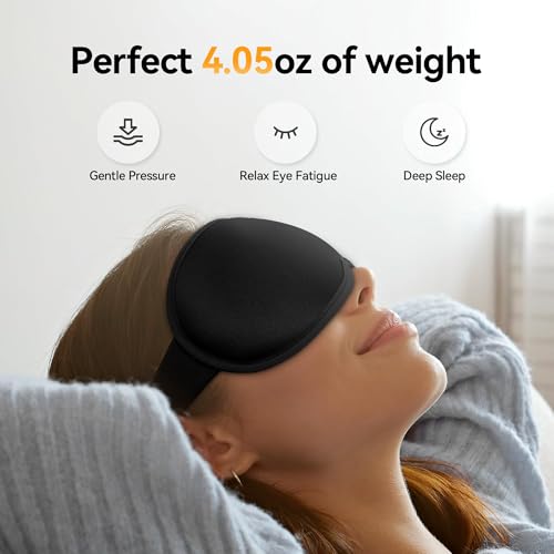 Blackout Sleep Mask for Men & Women: Weighted 3D Contoured Night Eye Cover, Zero Pressure Adjustable Strap & Breathable Fabric, Airplane Travel, Road Trips, Students,Meditation & Yoga Essentials,Black - Image 3