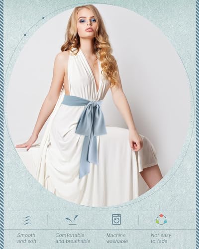 Image of Glitopper Women Chiffon Sash Belt Dress Sash Waist Bridal Wedding Belt 50s Accessories 3'' Wide