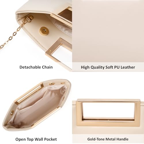 Image of DETARA Clutch Purses for Women Cut Out Handle Clutch PU Leather Evening Bag Elegant Purse for Women Formal Wedding Party