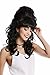 WIG ME UP - GF-W2418-1B Perücke Damenperücke Barock 60er retro riesig Beehive Hochsteckfrisur Dutt lockig lang Pony schwarz