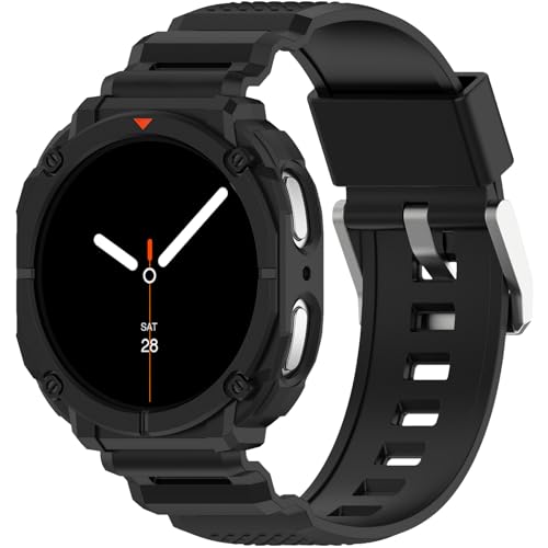 Miimall ���ȃP�[�X�o���h Samsung Galaxy Watch 8 44mm�p�P�[�X �j���p �o���h�t�� �ϏՌ� �\�t�g�A�[�}�[ TPU�J�o�[ ��i�Ȍ����p�X�g���b�v �ی�o���p�[ Galaxy Watch 8�p �u���b�N