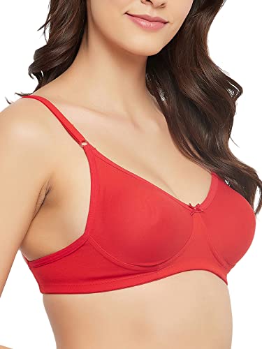 Image of Clovia Women's Cotton Non-Padded Non-Wired Full Cup T-Shirt Bra in Red