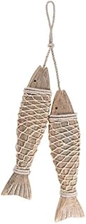MDLUU Wooden Fish Wall Art, Large Wood Fish 32cm, Hand Carved Fish Hanging Decor, Decorative Fish Ornament for Mediterranean Nautical Theme, Coastal Theme, Lake House Decor