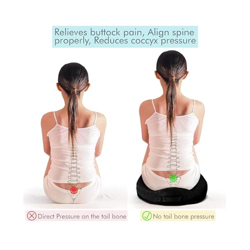 Image of Araami Orthopedic Memory Foam Coccyx Seat Cushion for Tailbone, Sciatica, Lower Back Pain Relief-Ergonomic Cushion for Office /Home Chair & Wheelchair Piles seat(17.5 X 16 X 3.5)