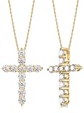 FDYZ Mens Moissanite Big Gold Cross Pendant Necklace for Women Mother Sterling Silver Cross Rope Chain 20 inch
