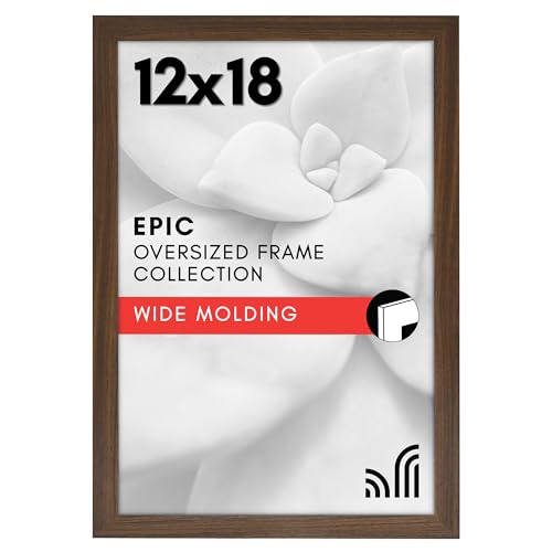 Americanflat 12x18 Poster Frame with Polished Plexiglass - Wide Picture Frames Made of Engineered Wood for Vertical or Horizontal Wall Display - Epic Collection - Mahogany